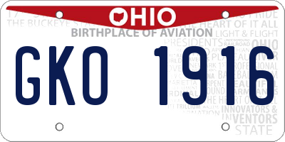 OH license plate GKO1916