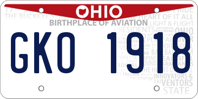 OH license plate GKO1918