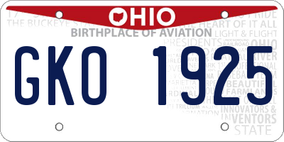 OH license plate GKO1925