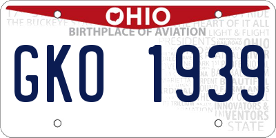 OH license plate GKO1939