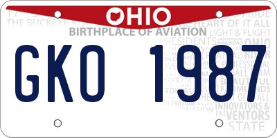 OH license plate GKO1987