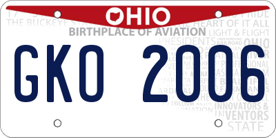 OH license plate GKO2006