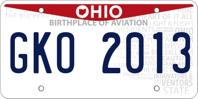 OH license plate GKO2013
