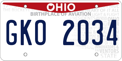 OH license plate GKO2034