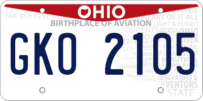 OH license plate GKO2105
