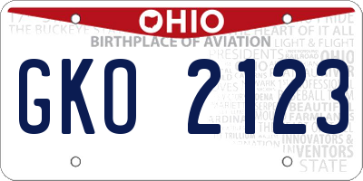 OH license plate GKO2123