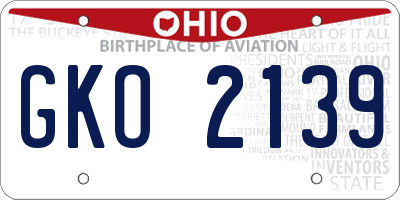 OH license plate GKO2139