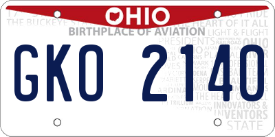 OH license plate GKO2140