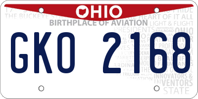 OH license plate GKO2168