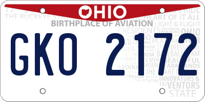 OH license plate GKO2172