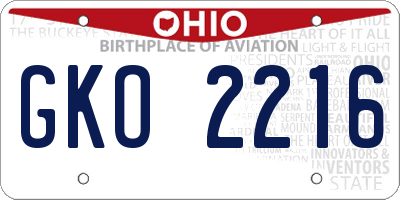 OH license plate GKO2216
