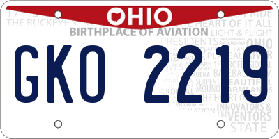 OH license plate GKO2219