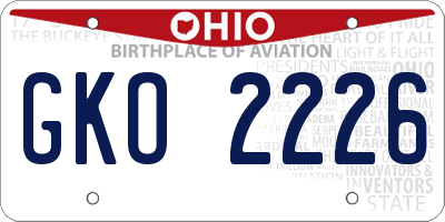 OH license plate GKO2226