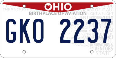 OH license plate GKO2237