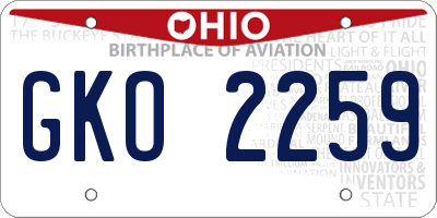 OH license plate GKO2259