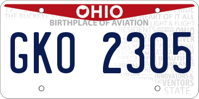 OH license plate GKO2305