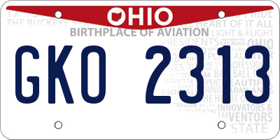 OH license plate GKO2313