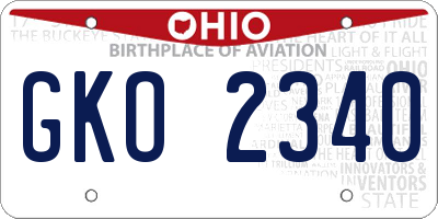 OH license plate GKO2340