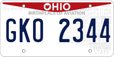 OH license plate GKO2344
