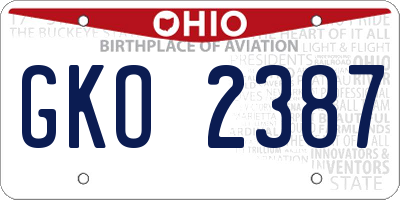 OH license plate GKO2387