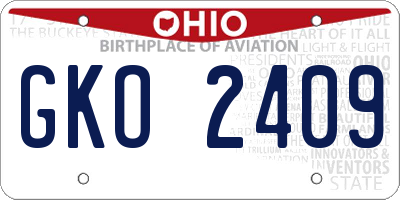 OH license plate GKO2409