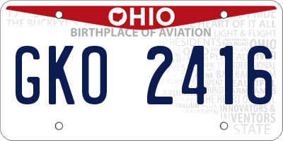 OH license plate GKO2416