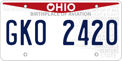 OH license plate GKO2420