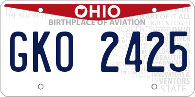 OH license plate GKO2425