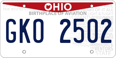 OH license plate GKO2502