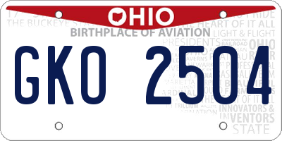 OH license plate GKO2504