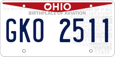 OH license plate GKO2511