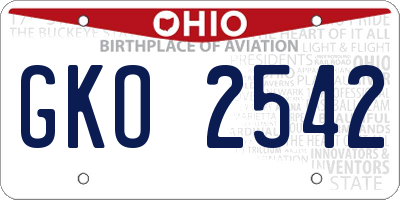 OH license plate GKO2542
