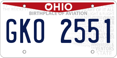OH license plate GKO2551
