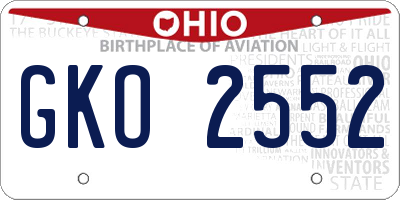 OH license plate GKO2552