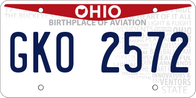 OH license plate GKO2572
