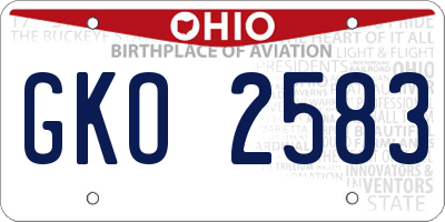 OH license plate GKO2583