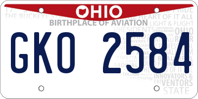 OH license plate GKO2584