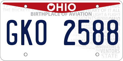 OH license plate GKO2588