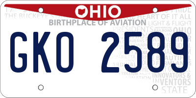 OH license plate GKO2589