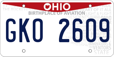 OH license plate GKO2609