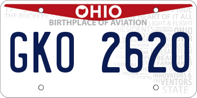 OH license plate GKO2620
