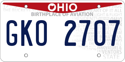 OH license plate GKO2707