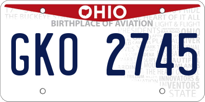 OH license plate GKO2745