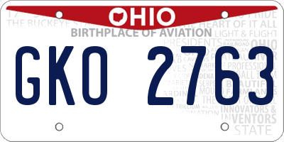 OH license plate GKO2763