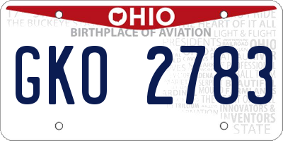 OH license plate GKO2783