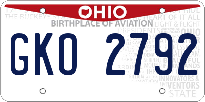 OH license plate GKO2792