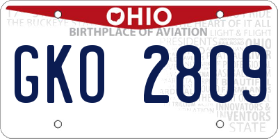 OH license plate GKO2809