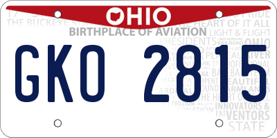 OH license plate GKO2815