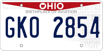 OH license plate GKO2854
