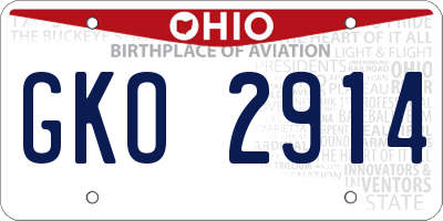 OH license plate GKO2914